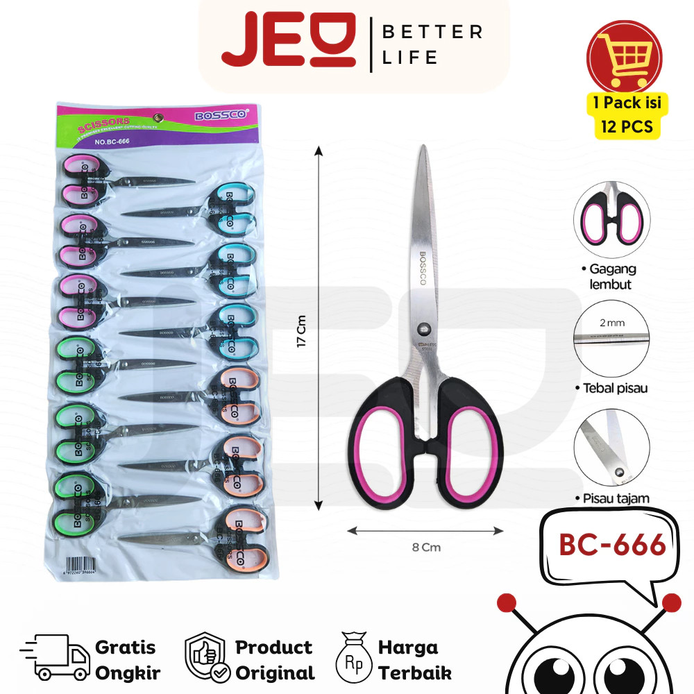 

1 lembar (12 pcs) ting Scissors CO 6.5 Inch BC-666