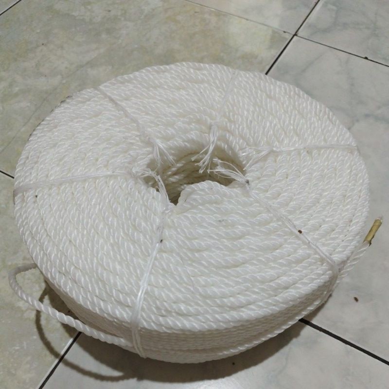 

1 Roll Tali Tambang Ukuran 5mm -+200Meter Nilon Plastik PE Putih