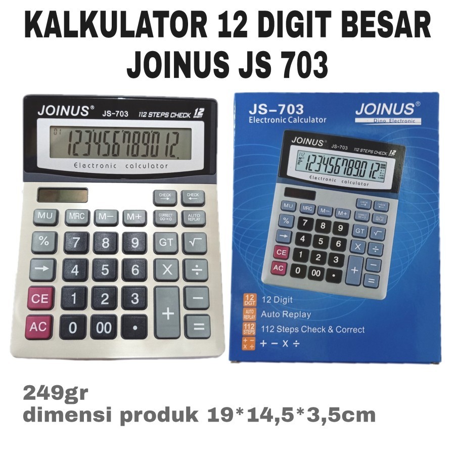 

KALKULATOR BESAR 12 DIT US JS 703 CALCULATOR DESKTOP DAGANG CHECK CORRECT AUTO REPLAY