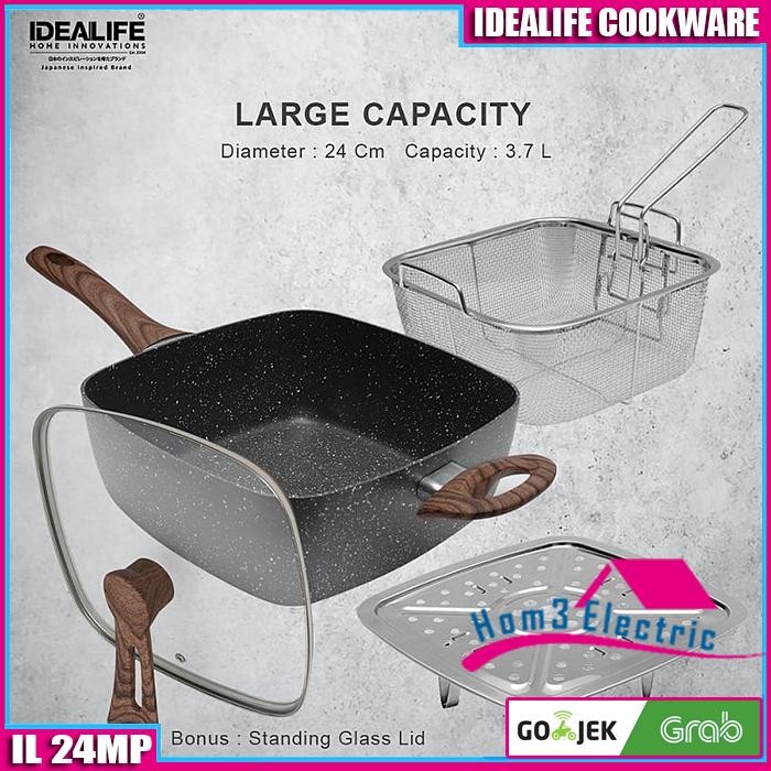 READY.. IDEALIFE - MULTI FUNCTION PAN COOKWARE - PANCI SERBAGUNA (24CM)