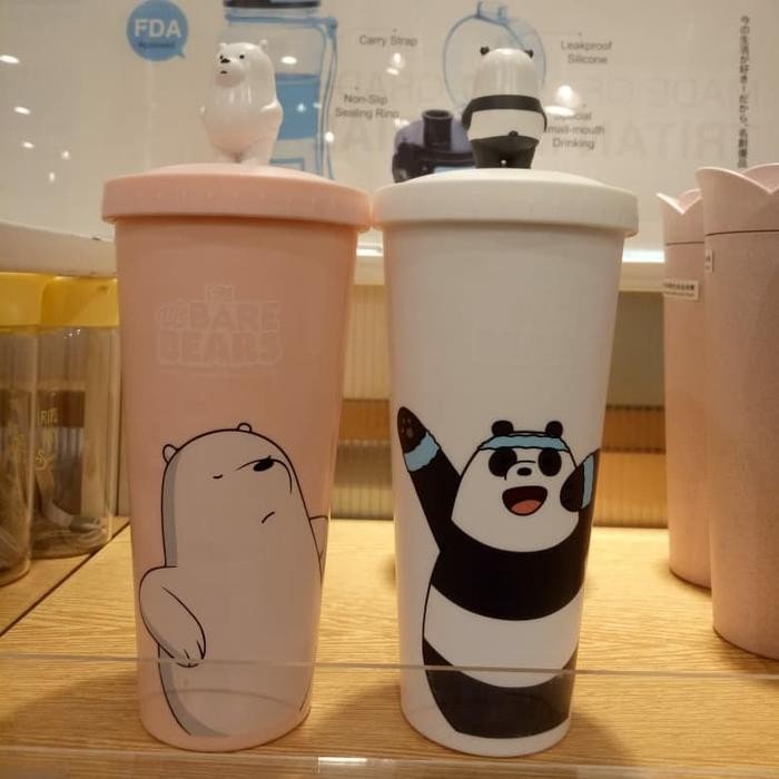 Miniso Botol Minum We Bare Bear dengan Sedotan Tumbler