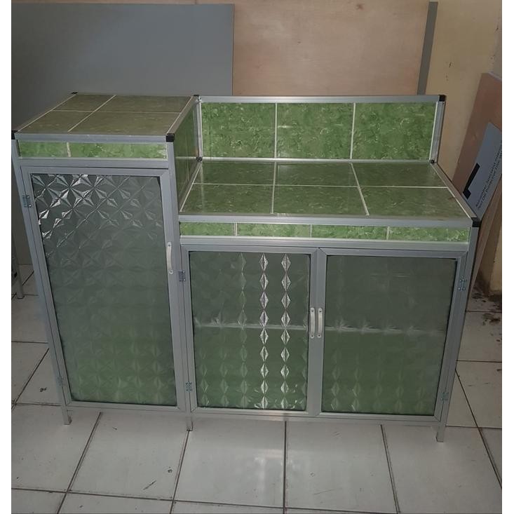 rak meja kompor piring keramik 3 pintu