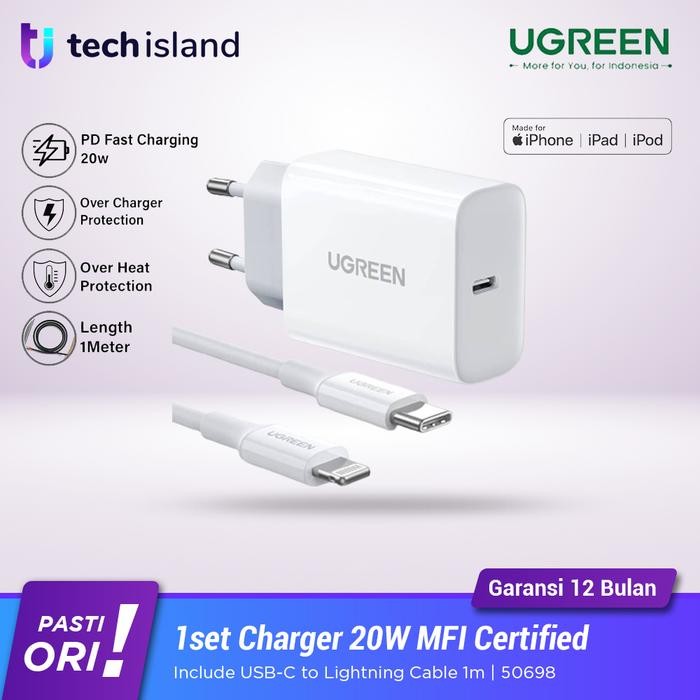 UGREEN PD FAST CHARGER SET 20W+USB-C TO LIGHTNING CABLE MFI CD137