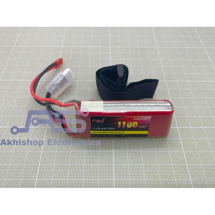 Red Lipo Battrey 1100Mah 2S 25C Jst