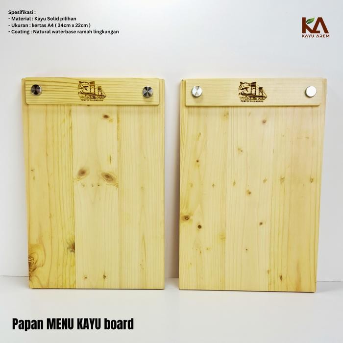 Papan Menu Kayu Board / Buku Cover Menu A4 Resto Cafe Custom Grafir