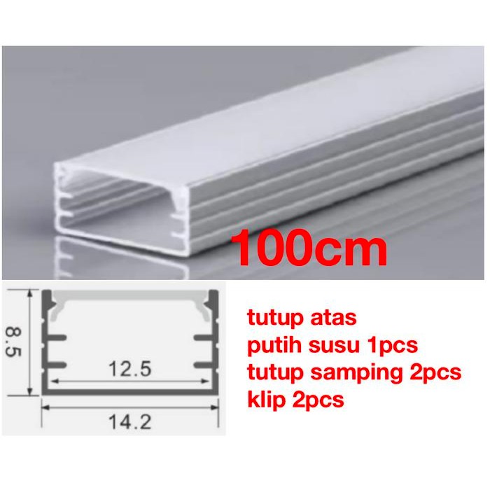 HOUSING PROFILE ALUMINIUM COVER RUMAH LED STRIP 1509 U OUTBOW TEBAL