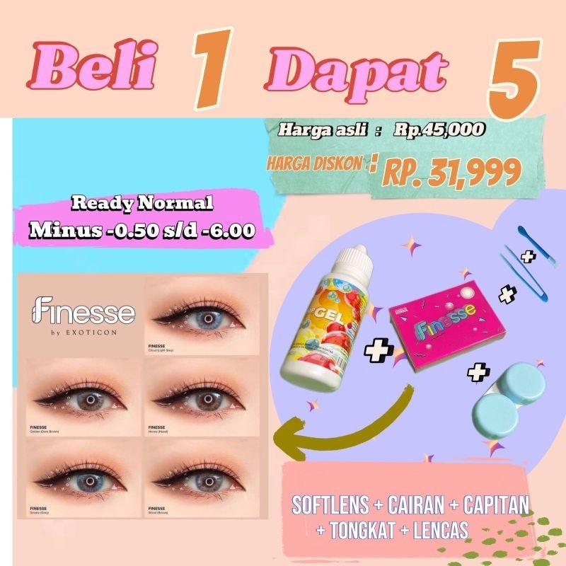 SOFTLENS FINESSE by EXOTICON BELI 1 DAPAT 5 ( NORMAL & MINUS )
