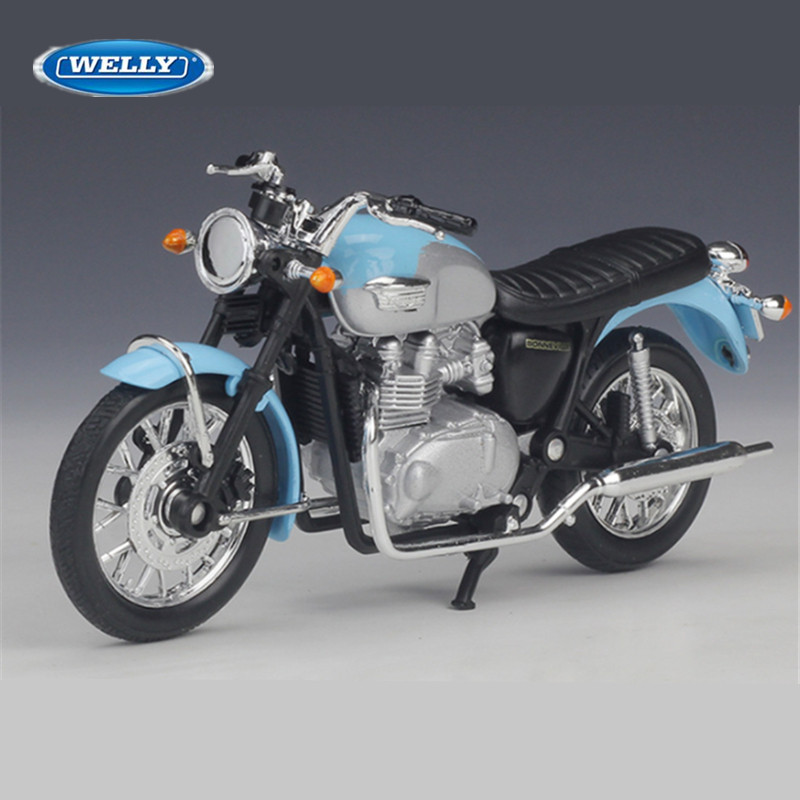 Welly 1:18 Triumph 2002 Bonneville Alloy Sports Motorcycle Model Diecasts Metal Street Motorcycle