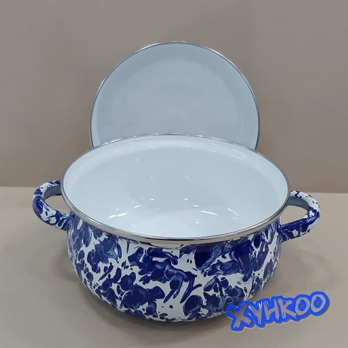 Kenanganpawon Panci Besar Enamel Saucepot 20Cm Biru Blirik