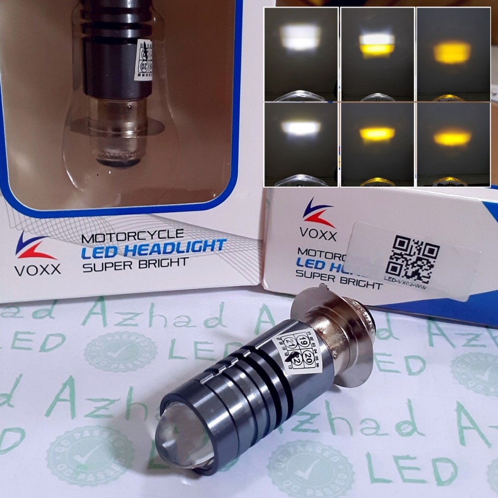 LAMPU MOTOR H6 LED VOXX LASER AC DC 8+8W TERANG FOKUS MOTOR BEBEK METIK SINAR PUTIH KUNING BEAT
