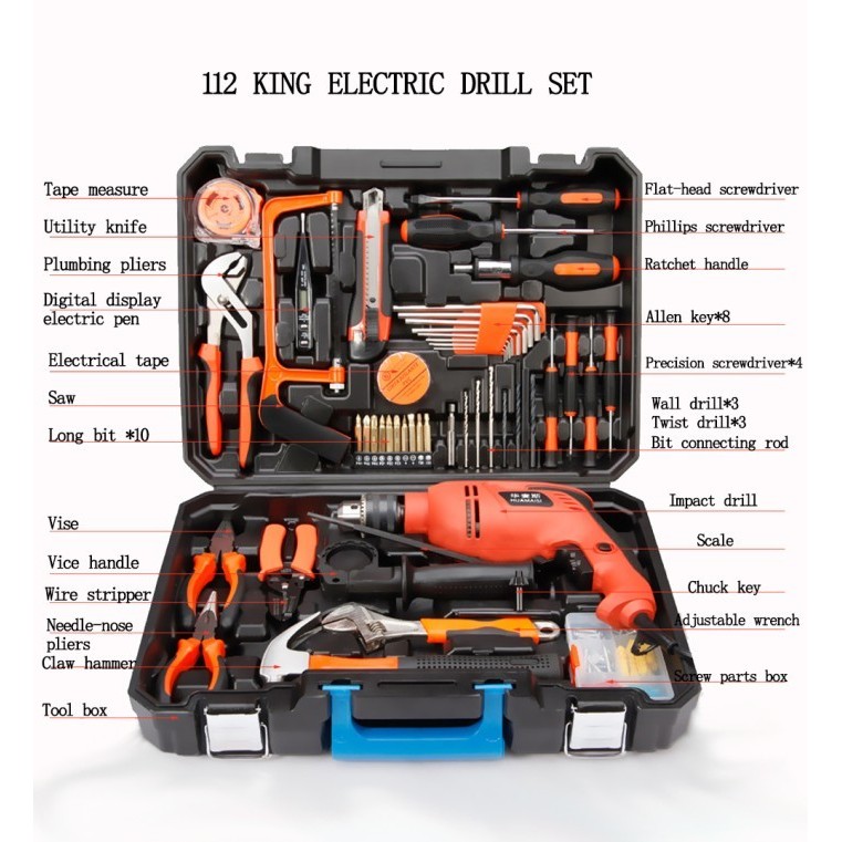 Terbagus Toolkit 112 Pcs Box Kotak Alat Perkakas Bor Listrik Tool Set Home Set