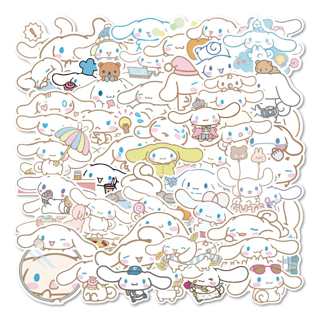 50Pcs Cinnamoroll Sticker Pack Cartoon Phone Case Waterproof Anime Stickers Cute Laptop Skin Kawaii