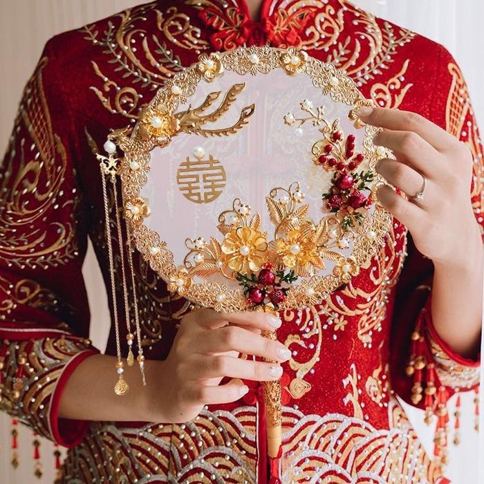 Kipas Sangjit Chinese Kipas Wedding Kipas Sangjit Aksesoris Wedding Bride Hand Holding Floral