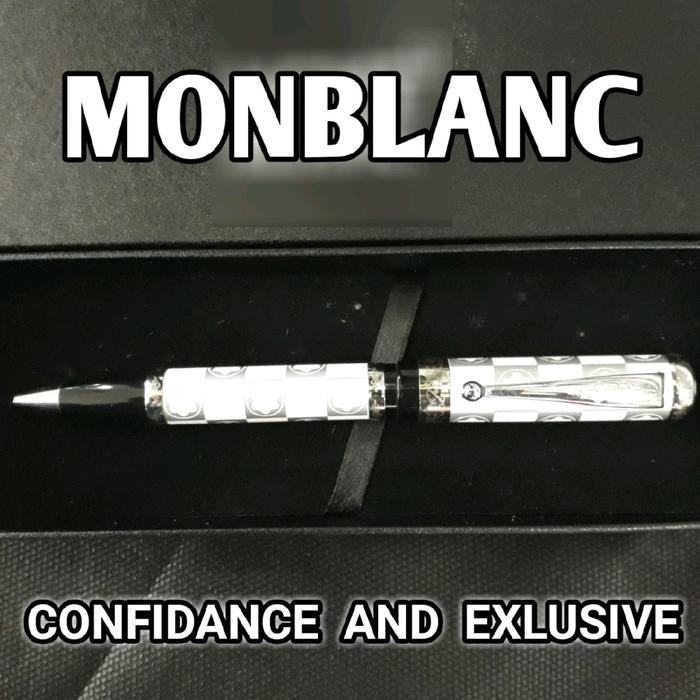 

ID BOLLPOINT MEWAH PEN MONBLANC SILVER BRUSH BLACK WITH BOX EXLUSIVE MONBLANC STATIONERY BOLPOIN