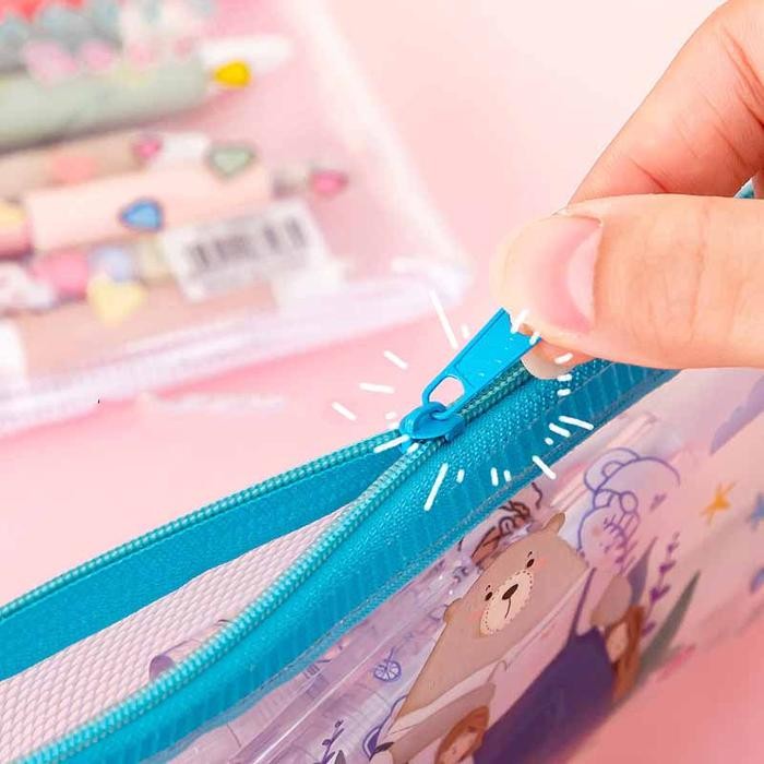 

ID COD - POUCH TEMPAT PENSIL ALAT TULIS ANAK TRANSPARAN KOREA / TEMPAT ALAT TULIS / KOTAK PENSIL