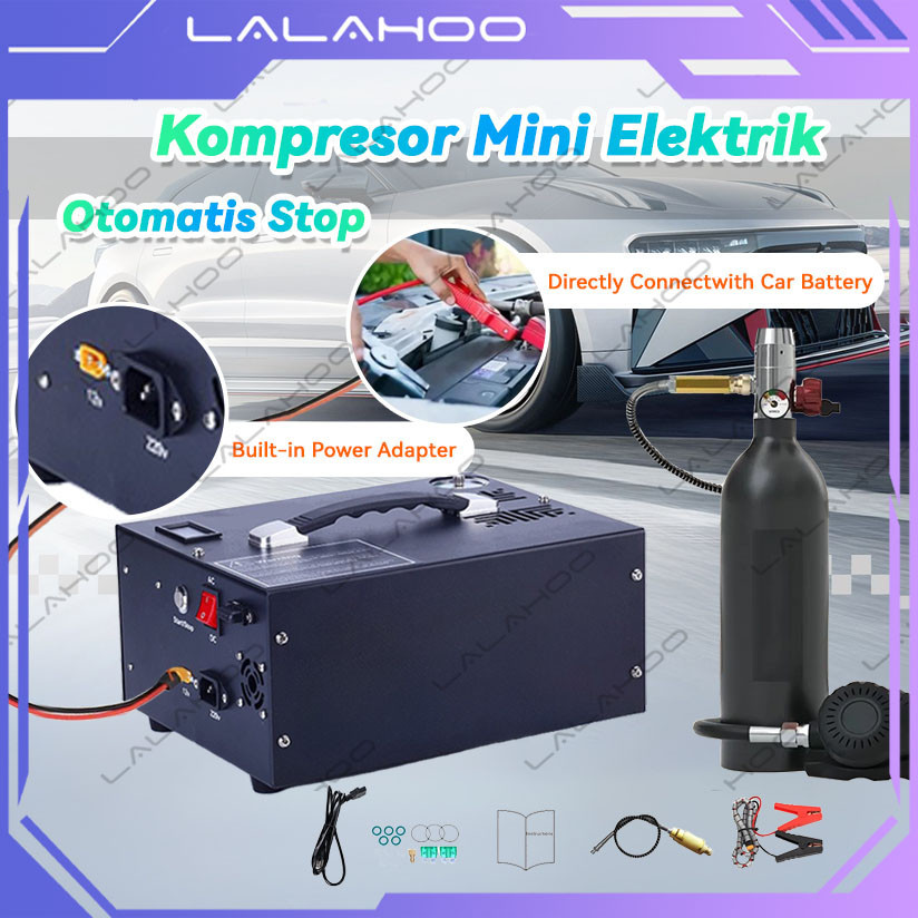 Kompresor Mini Portable Otomatis 12v Auto Stop 4500psi Kompresor Pcp Listrik 30Mpa Cocok Oxygen, Pcp