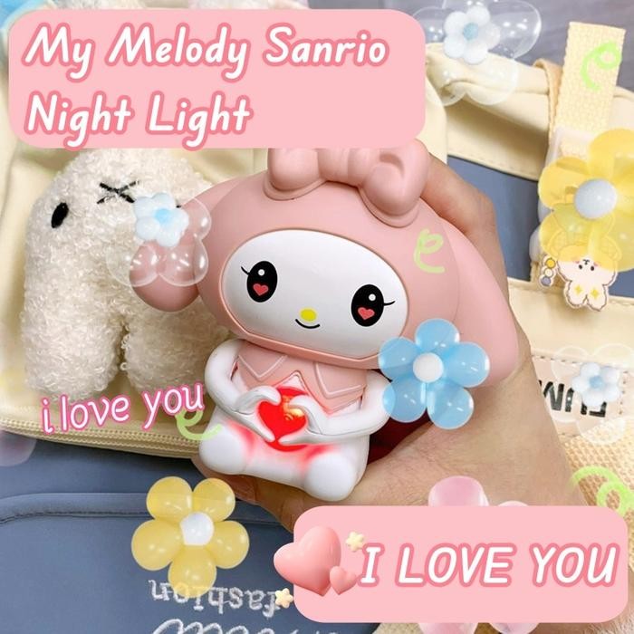 Kuromi Versi Suara i loveyou Kuromi Cinnamoroll Lotso Sanrio 3D LED Night Light Figure Kartun Lampu
