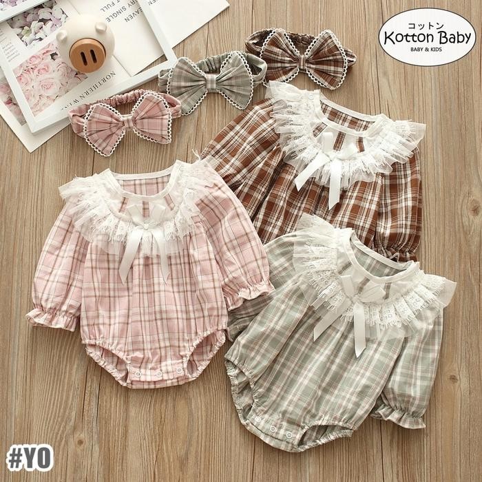 Modish- (Free Bandana) 0-12Bln Jumper Ruffle Basic Bayi Jumpsuit Romper Baju Pakaian Anak
