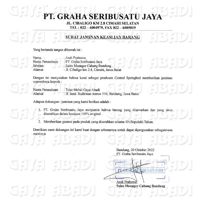 Kasur Sorong / Springbed 2 in 1 Deluxe - Central Springbed