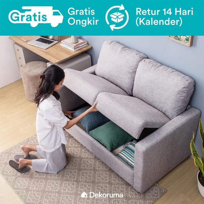 Terlaris Dekoruma Hiroi Sofa Minimalis Storage 2 Seater Sofa Multi Fungsi