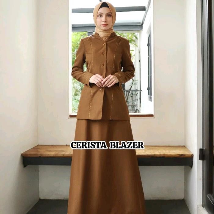 ASLI Seragam PNS wanita Khaki tua set Rok A (228/tipis) READY STOCK