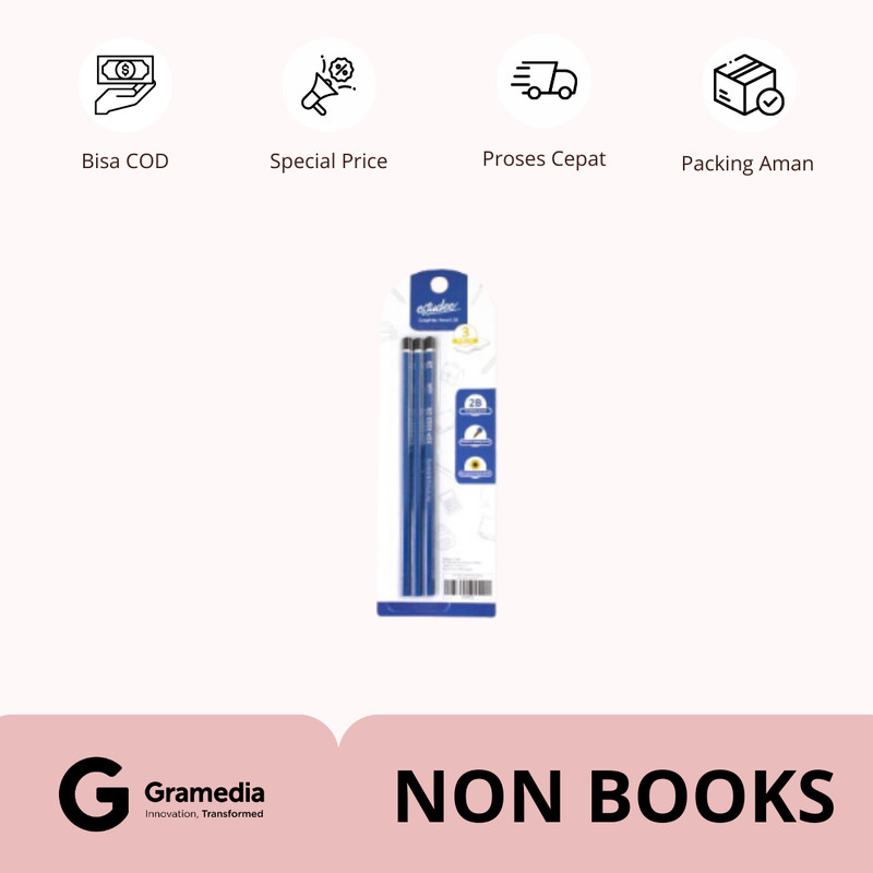 

Gramedia Supratman | Estudee Graphite Pencil Esp-6002 2B/3Pcs | Produk Original Gramedia