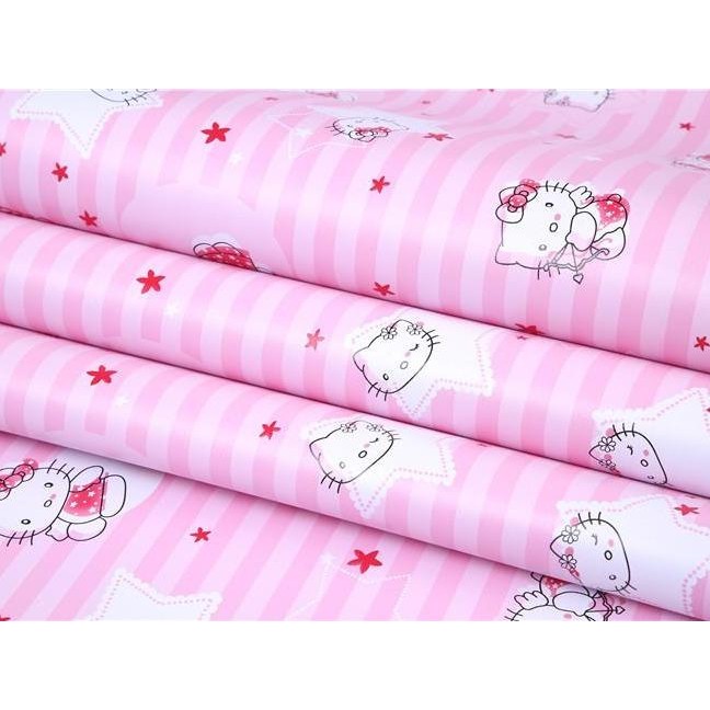 Senja_Craft (Paket 5 Roll) Wallpaper Sticker Design Wall Karakter Wallpaper Dinding Kamar Pink