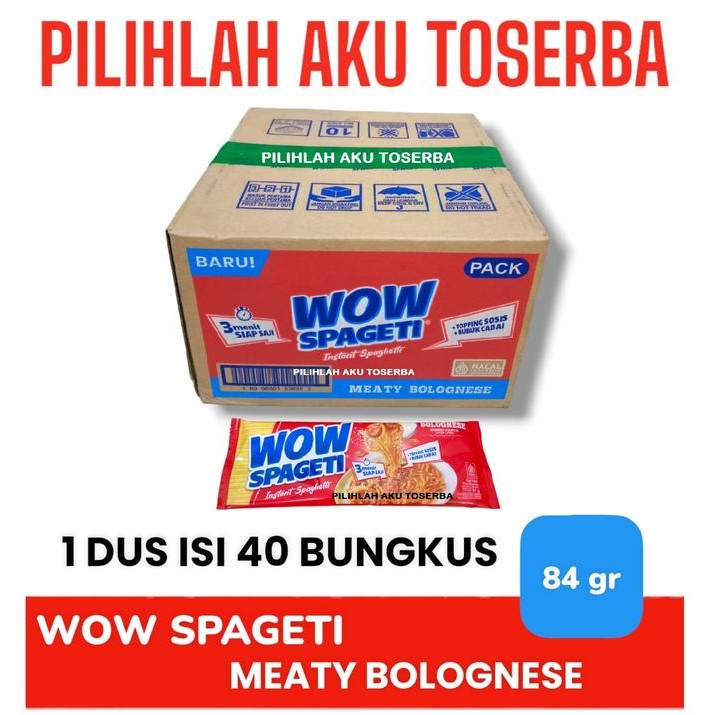 

WOW SPAGETI MEATY BOLOGNASE - INSTANT SPAGHETTI ( HARGA 1 DUS )
