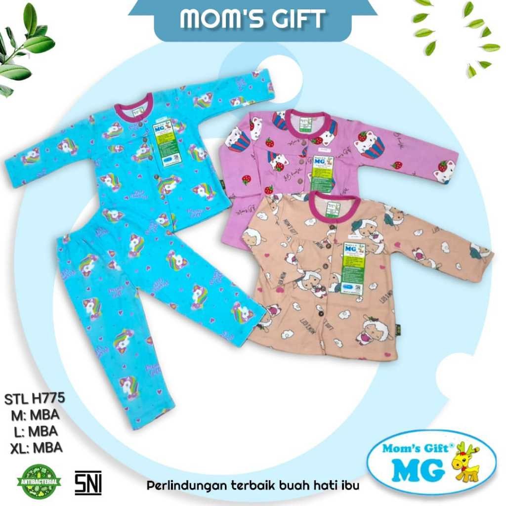 Setelan Baju Bayi Moms Gift Pendek Celana Panjang Size M L Xl / Piyama Baju Tidur Anak Katun Lengan