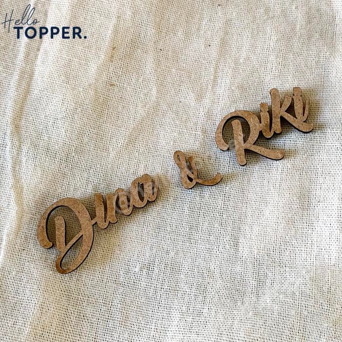 Custom Nama Chipboard Kayu MDF Ukiran Nama Box Mahar Frame Mahar *