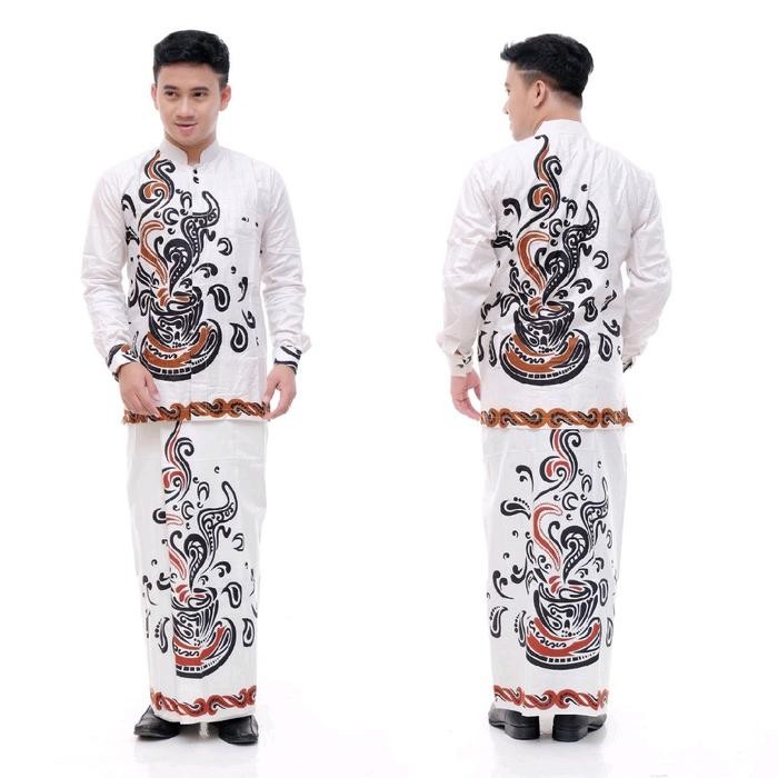 BERKUALITAS Set Sarung Celana Setelan Koko Set Batik Kemeja Celana Sarung Baju Setelan Pria Dewasa
