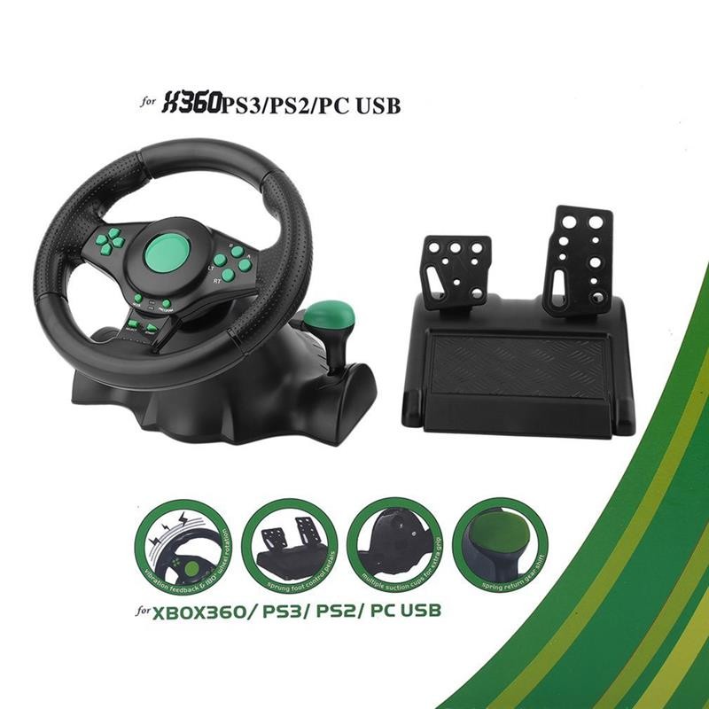 Top: Gaming Steering Wheel With Vibration Racing Pedals For XBOX 360 For PS2 For PS3 PC USB Car Stee