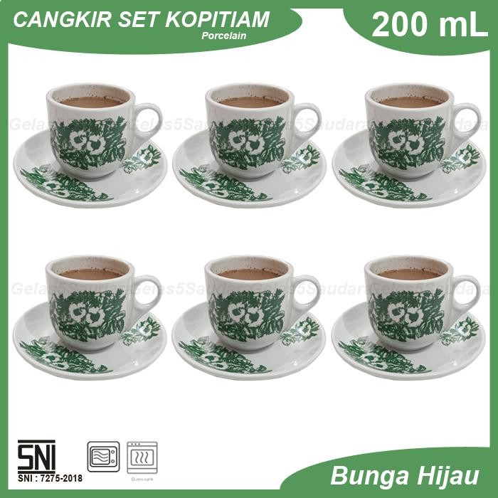 1 SET 6 PCS Cangkir Kopitiam/Gelas Kopitiam/Cangkir Kopi/Cangkir Keramik/Cangkir Kopitiam Porcelain
