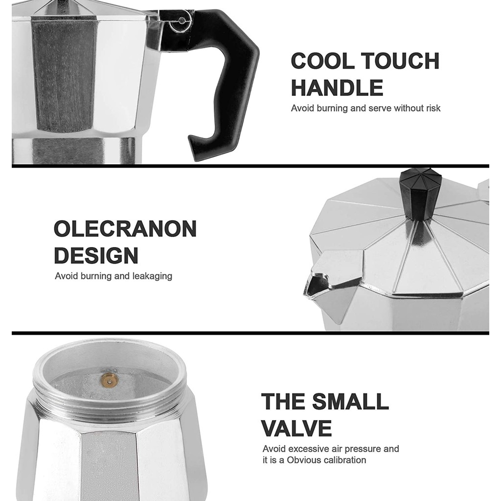 Espresso Coffee Maker Pot Aluminum Moka Pot Classic Italian Coffee Maker Stovetop Home Outdoor Moka 