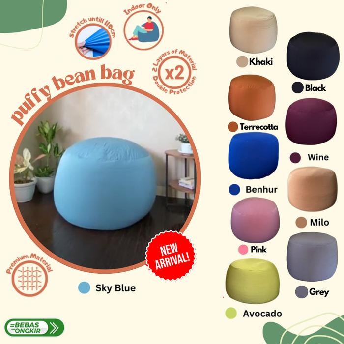 Bean Bag/Puffy Bean Bag/Bean Bag Plus Isi/Squishy Bean Bag-Sky Blue