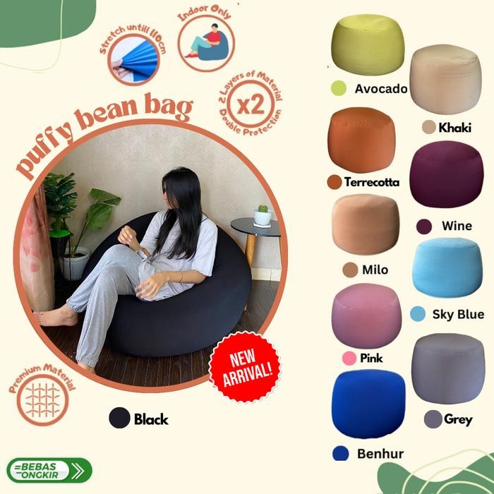 Bean Bag/Puffy Bean Bag/Bean Bag Plus Isi/Squishy Bean Bag-Black Gray