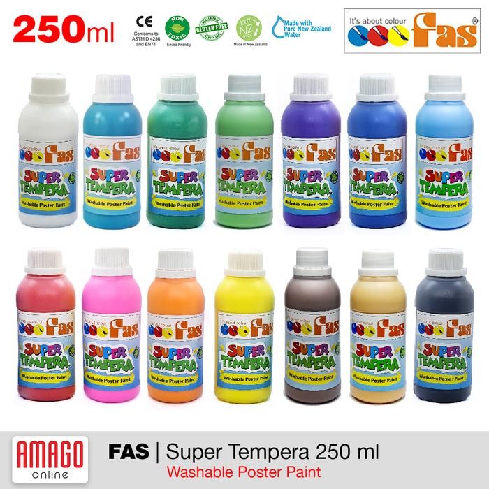 

FAS Super Tempera Washable Poster Paint Cat Lukis Cepat Kering Sekolah 250 ml - Pilih Warna