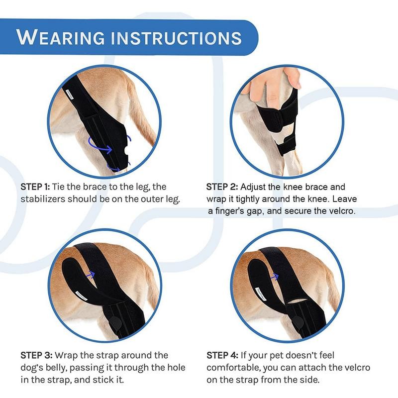 Dog Knee Protector Adjustable Black Dog Back Leg Brace Comfortable Knee Pad For Leg Injury Care Univ