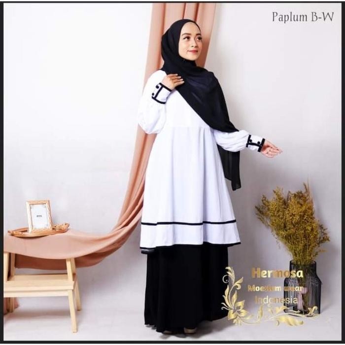 ASLI gamis pns hitam putih pdh-gamis pns wanita hitam putih-seragam pns READY STOCK