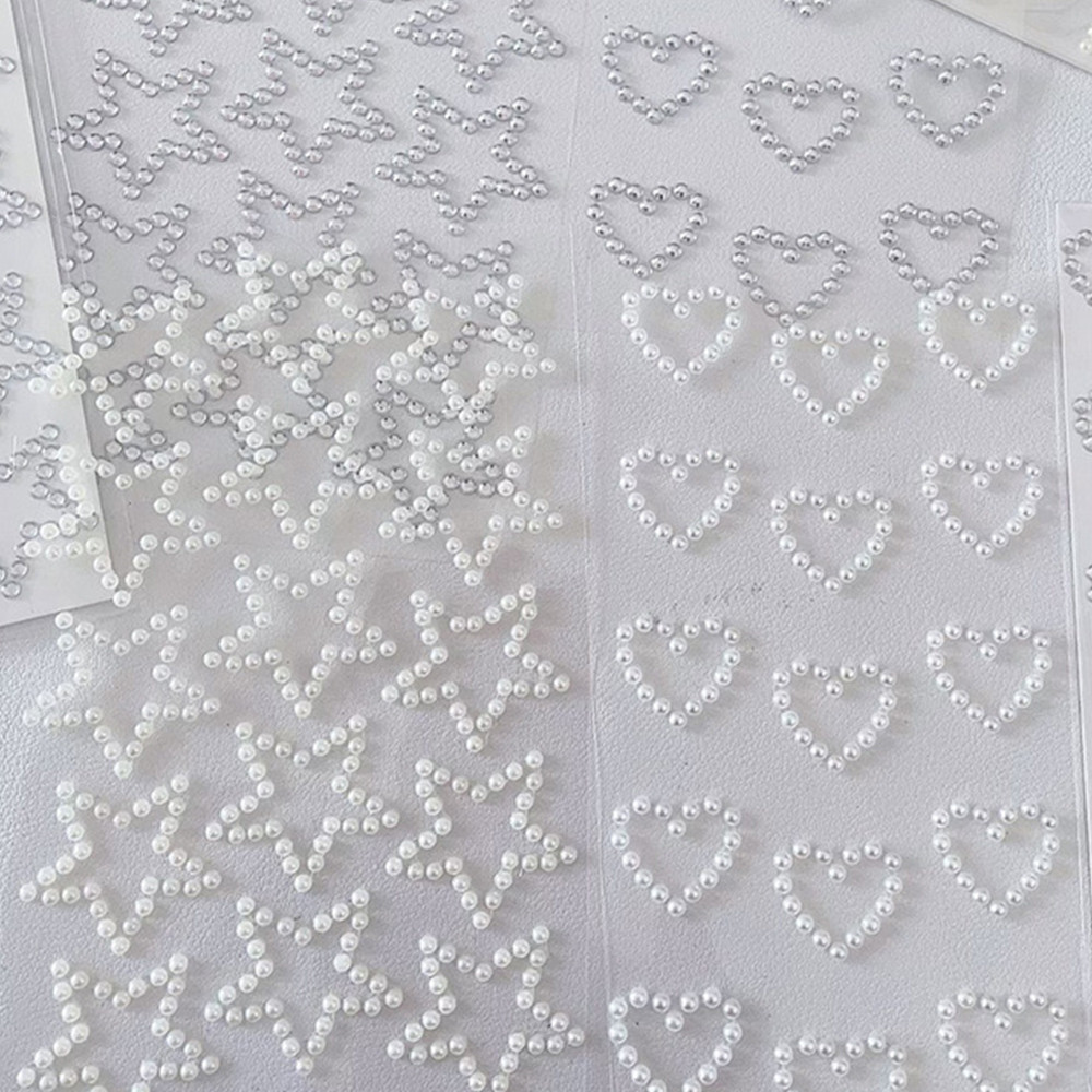 

3D Star Heart Shaped Pearls Crystal Stickers Kids Diy Self Adhesive Jewel Crafts Sparkly Rhinestone