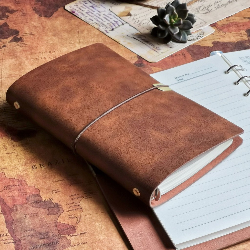 

Retro A6/A5/B5 Soft Pu Leather Travel Journal Notebook 80 Sheets Loose-Leaf Binder Diary Agenda