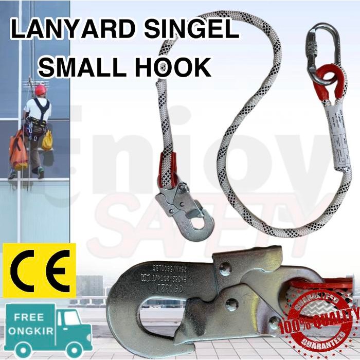 

Promo Lanyard Single Small Hook + Carabiner 25Kn Safety Belt Berkualitas