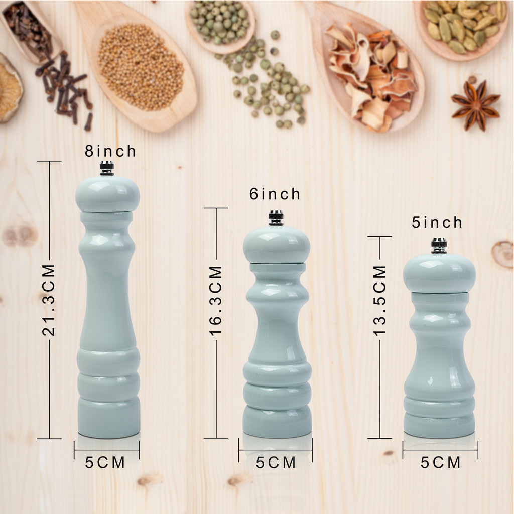 Manual pepper grinder pepper mill,Rubber Wood, Spray Light green Color