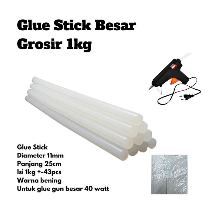 Ready Glue Stick Besar Grosir 1Kg Isi Lem Bakar Tembak Refill Diameter 11 Mm