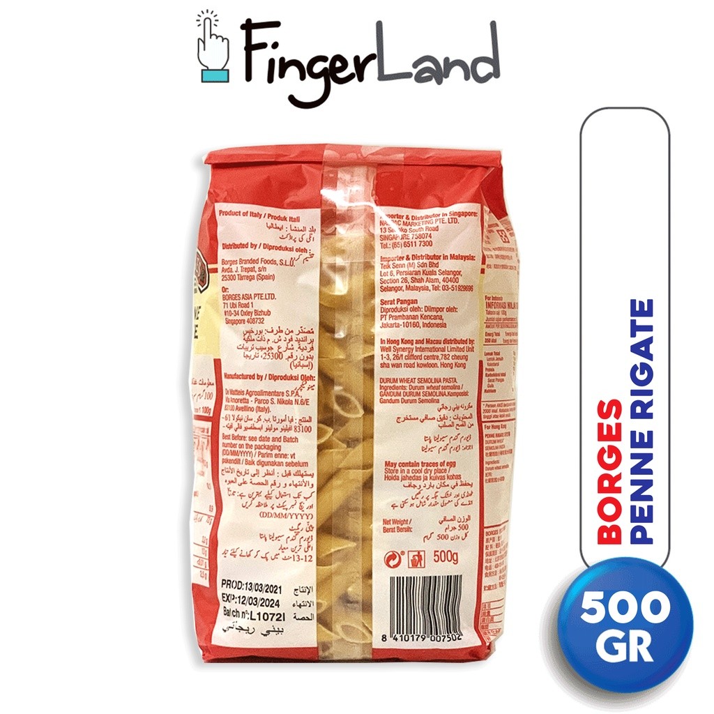 

BORGES Penne Rigate Pasta 500 gram Pasta Instan