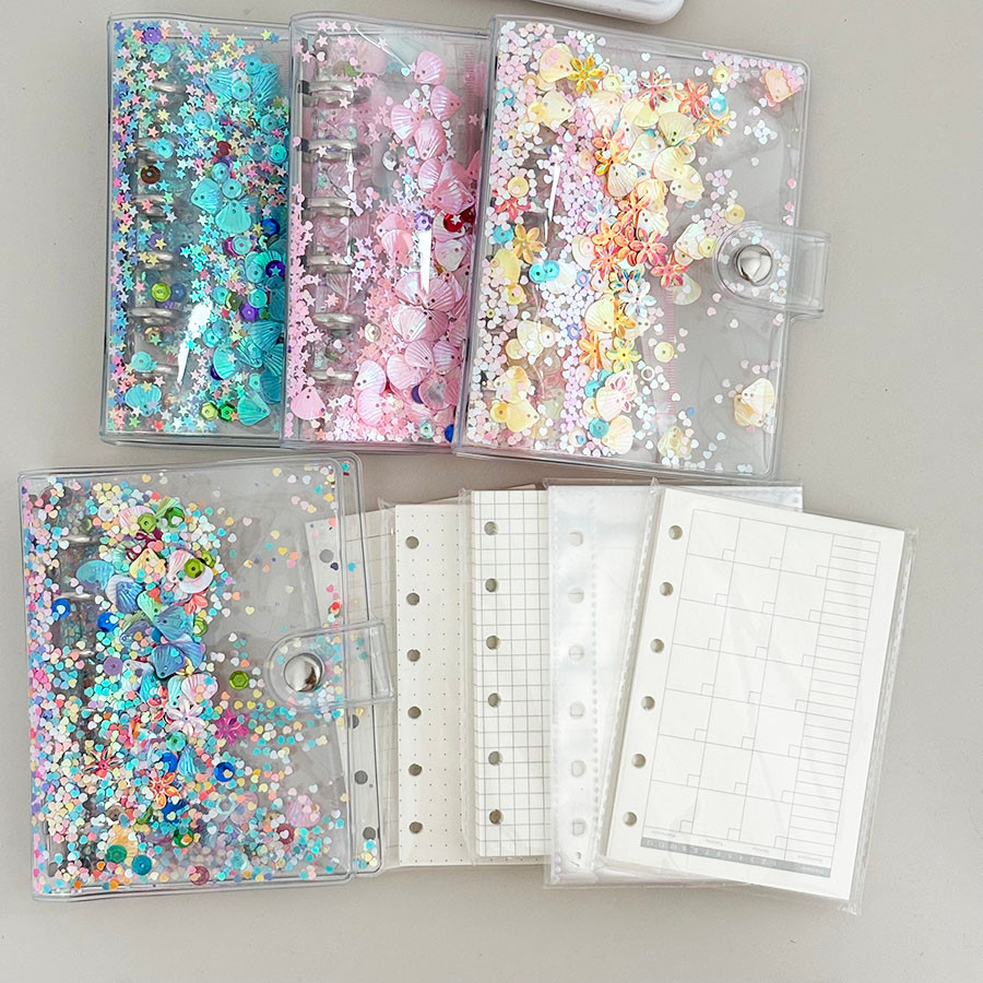 

Sharkbang A7 Bling Bling Binder Cover, Creative Flow Sand Sequin Notebook A7 Diary, Loose Leaf