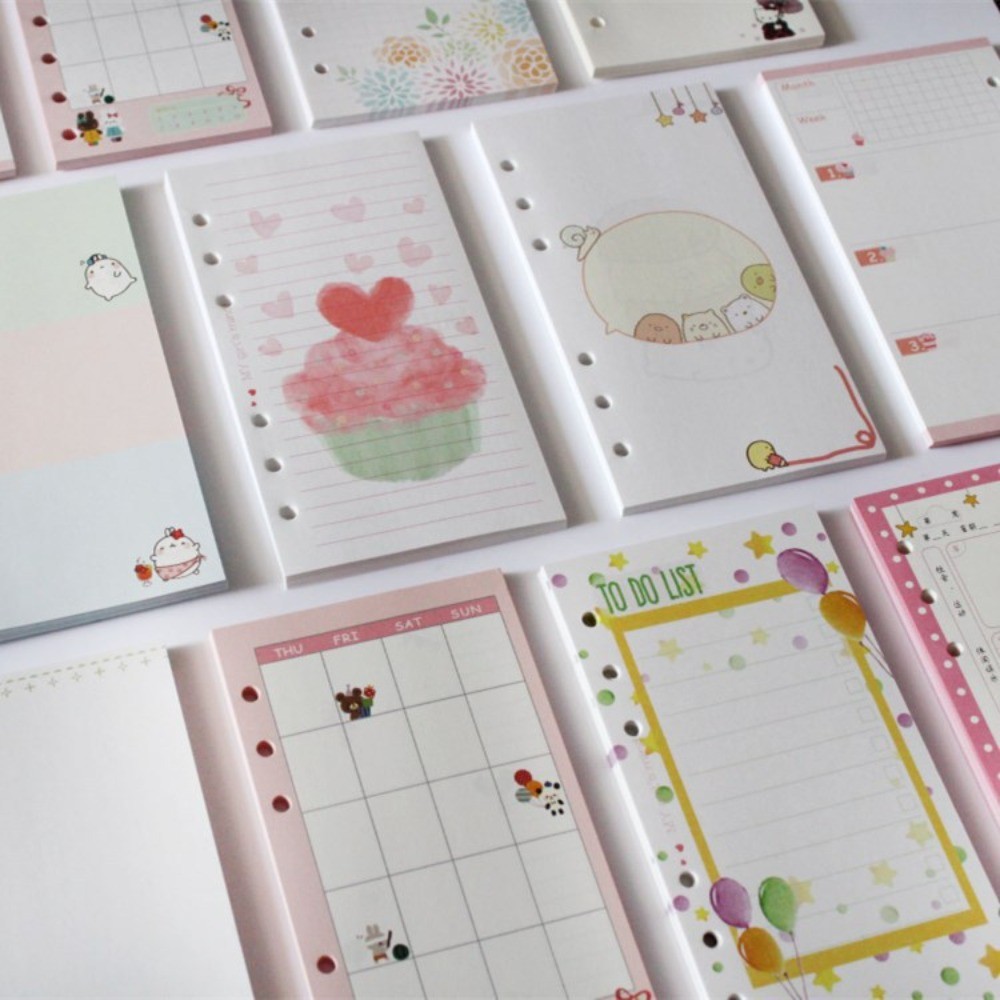 

40Sheet A5 A6 A7 Loose-Leaf Refill Paper Flower 6-Hole Inner Refill Spiral Binder Paper Separator