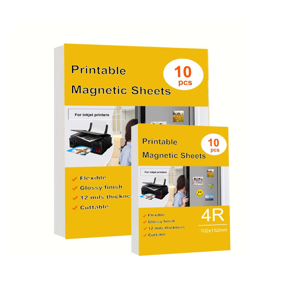 

10 Pcs A4/4R Magnetic Glossy Photo Paper Non Adhesive Printable Magnetic Sheets For Inkjet Printers
