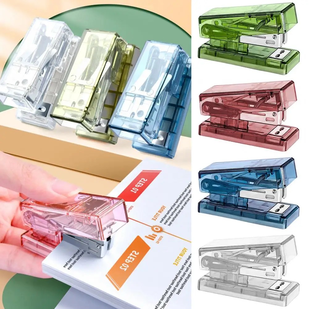 

Mini Stapler With Staples Transparent Labor-Saving Flexible Book Order Plastic Mini Size Binder