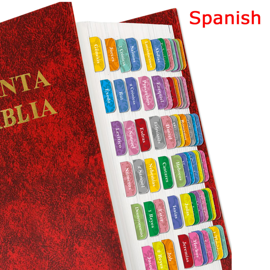 

75Pcs Spanish Bible Tabs-75Pcs Spanish Sticky Tabs Stickers-For Niv, Warm Color, Laminated Bible